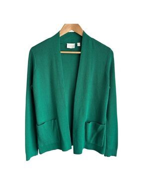 Cyrus Open Front Knit Cardigan Sz S Deep Kelly Green Sweater Classic Capsule EUC